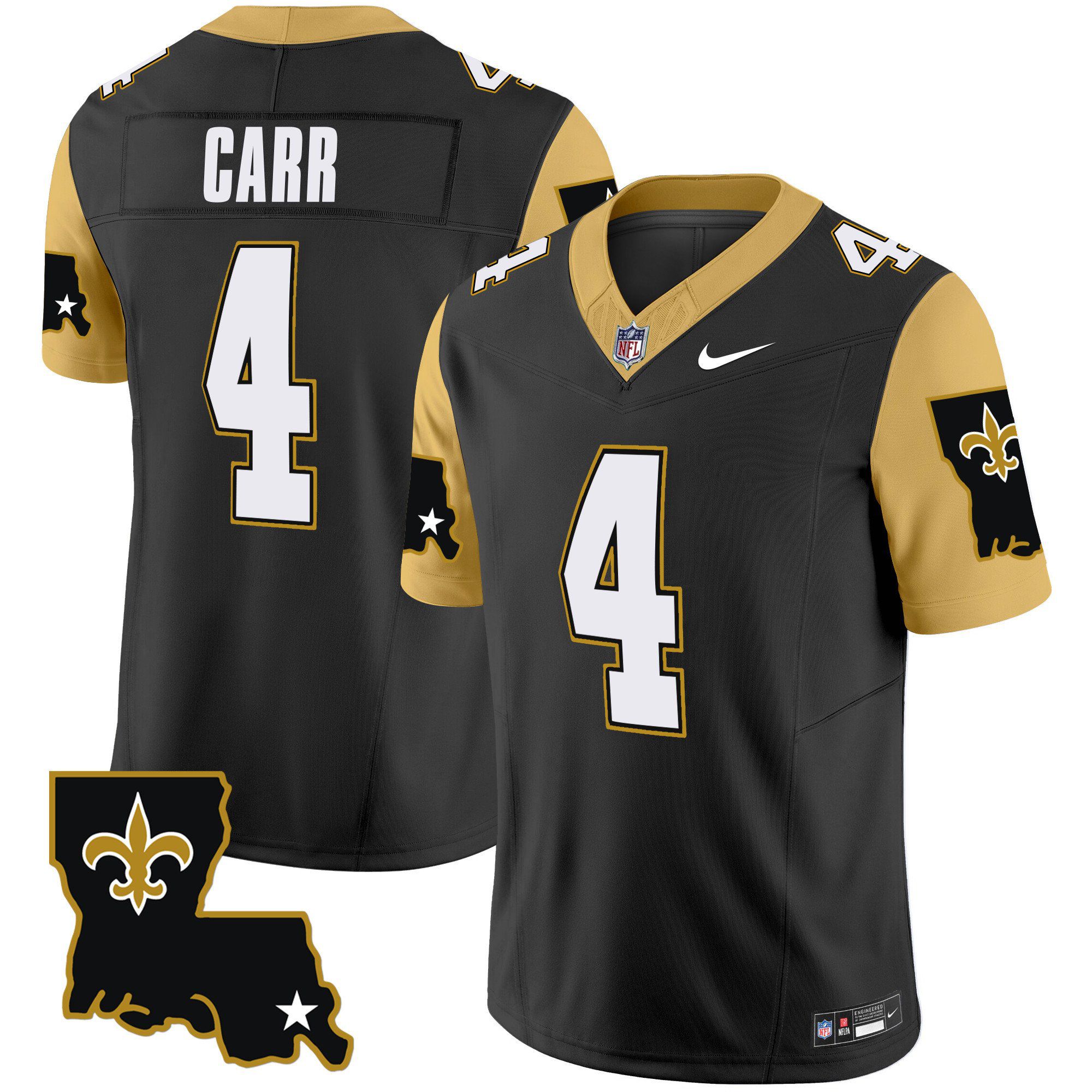 Men New Orleans Saints #4 Carr Black 2024 Nike 1987 Legacy Vapor Limited NFL Jersey